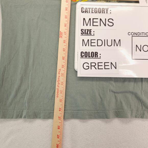 Teddy Fresh Casual Long Sleeve Crew Neck Graphic T Shirt Mens Size M Green - Picture 10 of 11